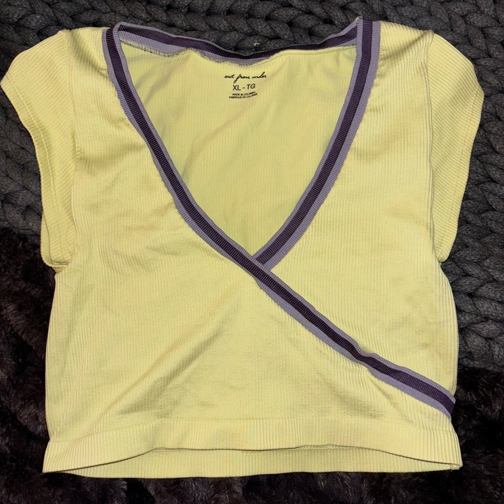 Yellow and purple workout top